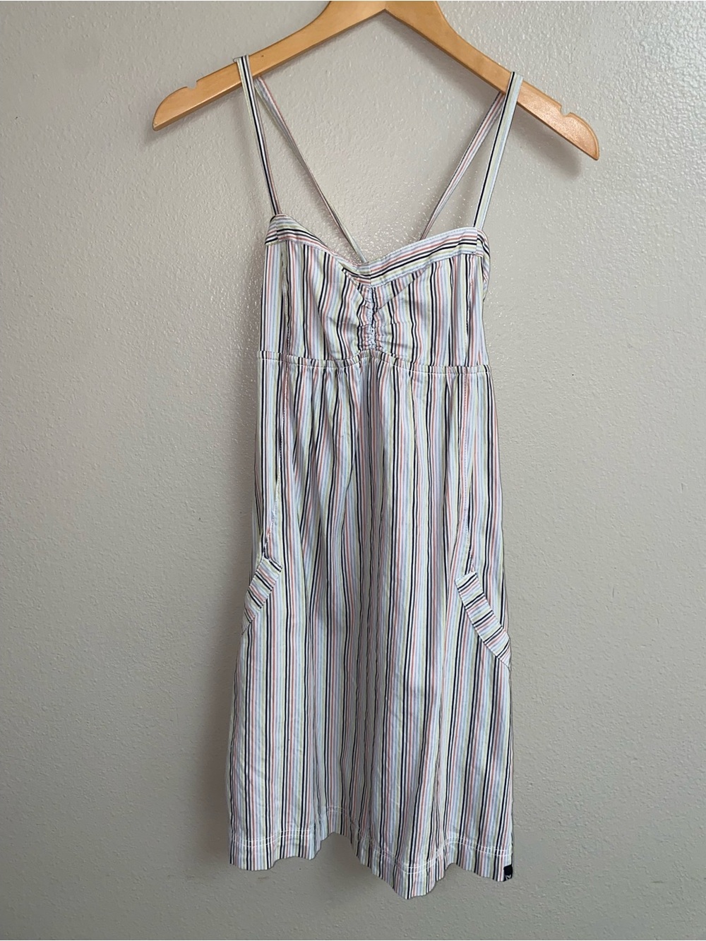 Volcom Skater Dress | Striped Thick Fabric | Tie Back | Pockets | Size Small